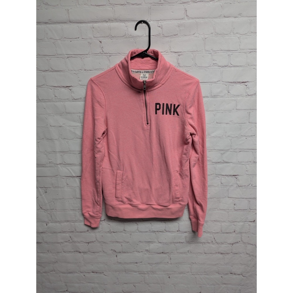 Victoria's Secret Pink 86 Half Zip Hot Pink Pullover Women's XS 973